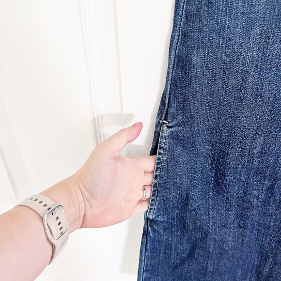 Current/Elliott The Frayed Edge Denim Shift Dress - Picture 5 of 9